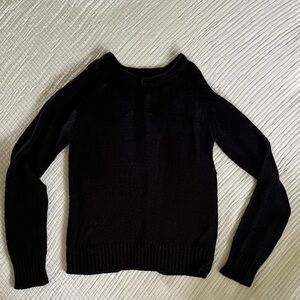 Off the Shoulder Open Back Black Women's Sweater